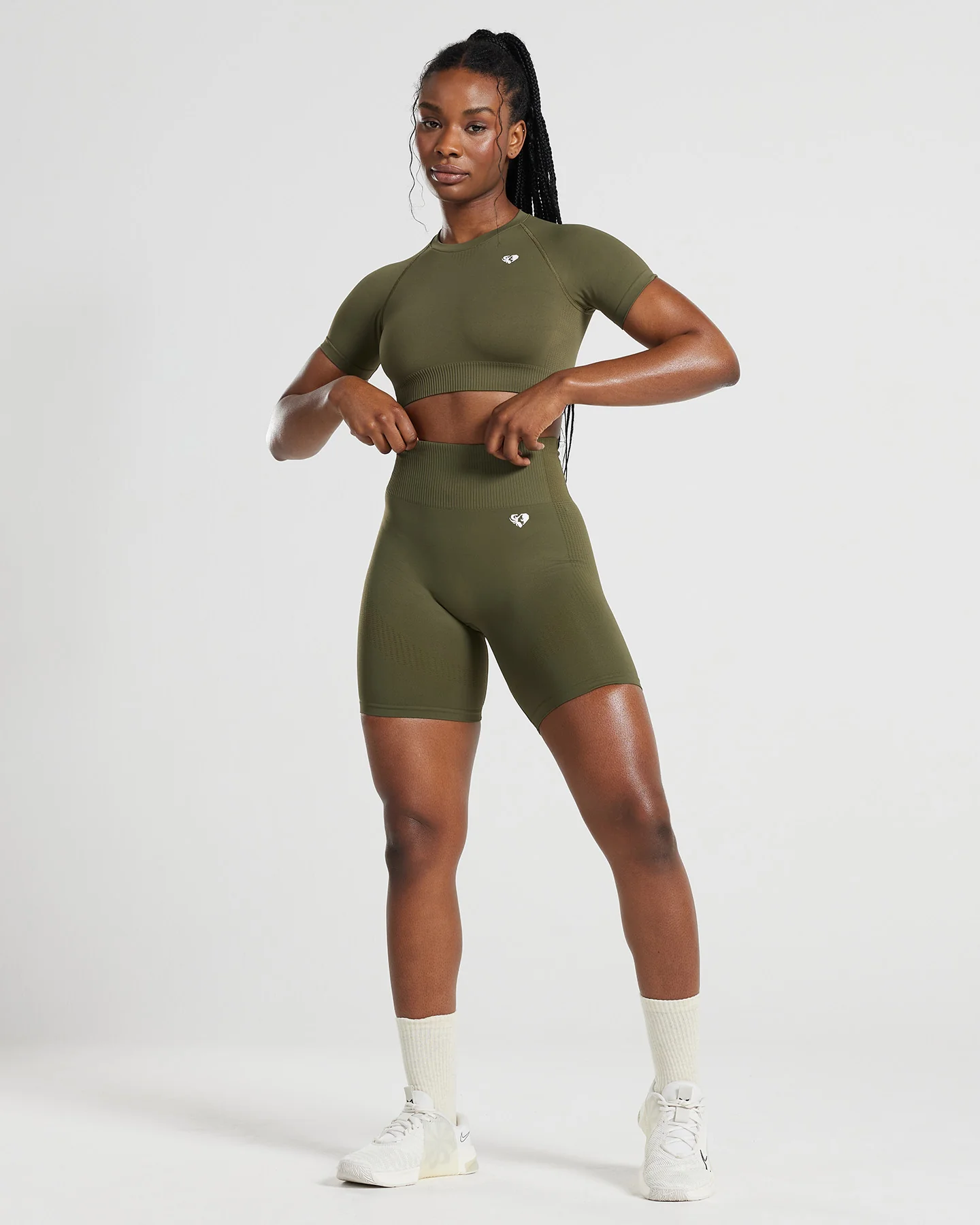 Power Seamless Cycling Shorts | Khaki - Image 6